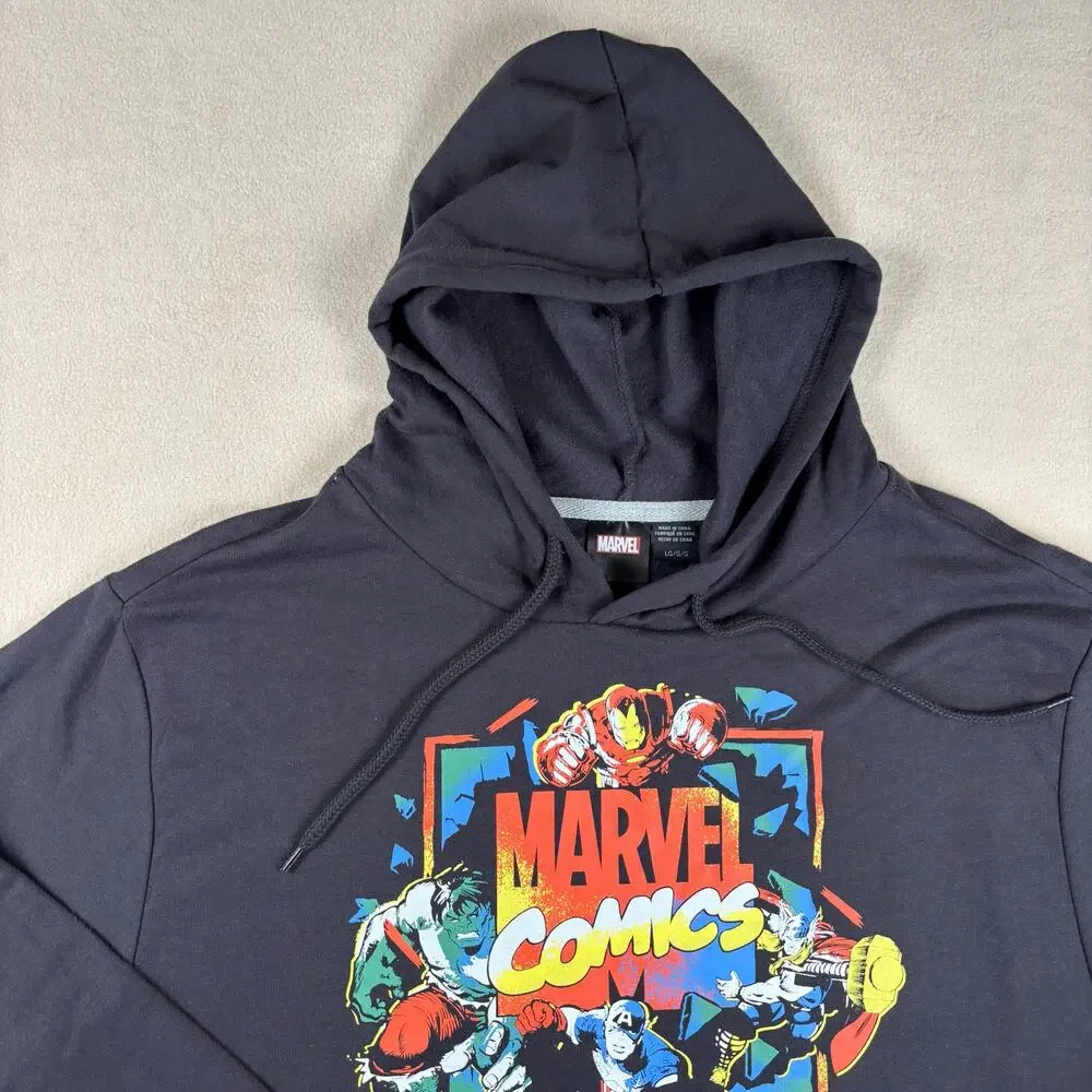 NWT Men's Marvel Comics Avengers Graphic Hoodie‎ Black Size Large - Picture 3 of 7